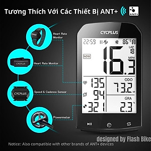 Cycplus M1 Đồng Hồ Tốc Độ Xe Đạp GPS ANT+ Bluetooth 5.0 Speedometer LCD 2.9" Backlight IPX6 Tương Thích Strava Garmin