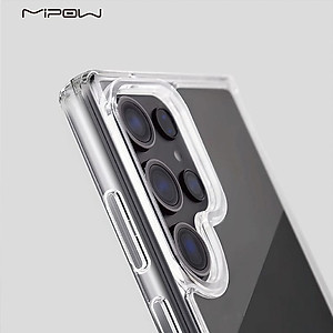 Ốp lưng trong suốt chống ố vàng cho Samsung Galaxy S25 Ultra, Mipow Tempered Transparent (Bayer Germany)_ Hàng Chính Hãng