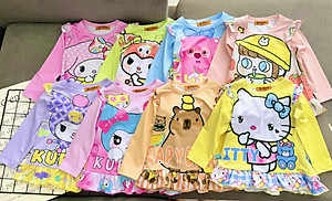 Đồ bộ ngủ dài tay cho bé gái kuromi hello kitty từ 12-40kg chất thun lạnh mềm mịn mát