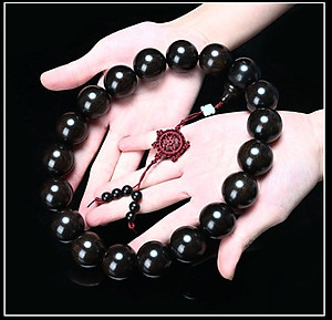Chuỗi hạt niệm phật loại lớn, gỗ mun sừng châu phi, dùng để niệm phật, treo trong xe ô tô, KÈM TÚI NHUNG BỒNG LAI