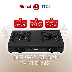 Bếp gas dương Rinnai RV-615Slim-SCH(VP) mặt bếp kính Schott và kiềng bếp men - Hàng chính hãng.