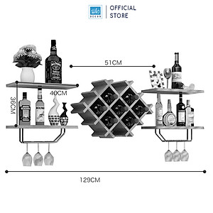 Kệ Gỗ Để Vang Trang Trí Treo Tường Nhỏ Xinh SIB Decor (Tặng Kèm Giá Treo Ly) KR06