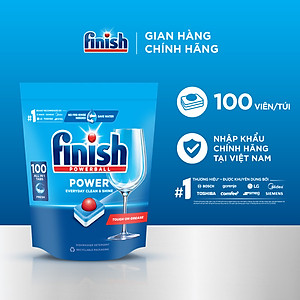 Viên Rửa Chén Bát Hương Chanh Finish Powerball Power All In 1 Max - Túi 100 viên siêu tiết kiệm