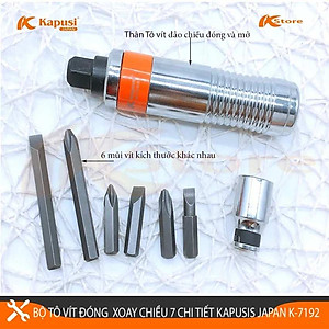 Bộ tô vít đóng đảo chiều cao cấp Kapusi JAPAN 12 chi, có mũi vít nhổ ốc gãy, vặn ốc vít hư toét