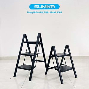 Thang nhôm ghế gia đình 3 bậc SUMIKA A103, chiều cao 68cm
