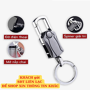 Móc khoá KHẮC TÊN SDT xoay đa năng 5in1 móc chìa khóa xoay Spinner thép ko gỉ A79