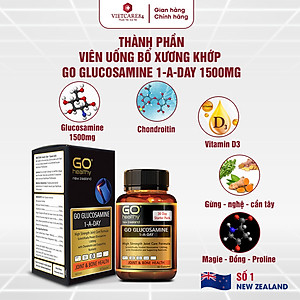 Viên uống bổ xương khớp nhập khẩu chính hãng New Zealand GO GLUCOSAMINE 1-A-DAY 1500mg (30 viên) hỗ trợ tăng dịch khớp, giảm tình trạng thoái hóa khớp, khô khớp, cứng khớp; nuôi dưỡng xương sụn khớp khỏe mạnh
