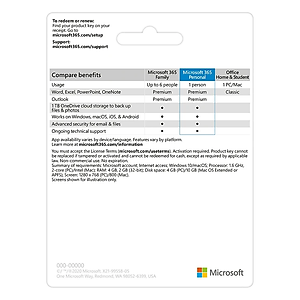 KEY ĐIỆN TỬ Phần mềm Microsoft 365 Personal EP2-32313 | 12 tháng | Dành cho 1 người | 5 thiết bị/tài khoản | Word, Excel, PowerPoint | 1TB OneDrive