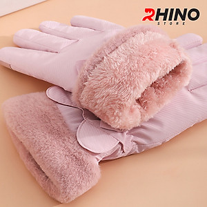 Găng tay Nữ giữ ấm lót lông cừu, chống gió Rhino G9022 cảm ứng điện thoại, đi xe máy