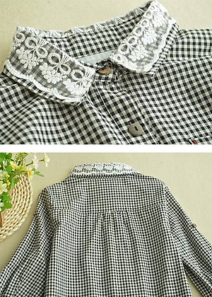 Sơ mi nữ kẻ caro dáng dài Ab05
