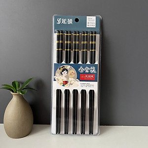Hộp Đũa Nhật Bản 10 Đôi Đầu Sọc Viền Vàng, Kháng Khuẩn, Chịu Nhiệt Cao Sang Trọng - HÀNG CHÍNH HÃNG MINIIN