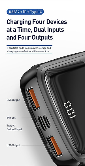 Pin sạc dự phòng BASEUS Qpow Digital Display 3A 10.000MAH kèm cable iPhone - Hàng chính hãng