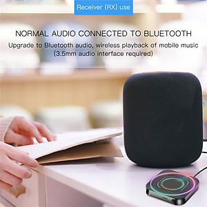 ROGTZ - Thiết bị thu phát Bluetooth 5.0 2 trong 1 BT-13 Kết nối âm thanh không dây Kết nôi đa dạng Android/IOS/Tablet/PC/Laptop/CD/Mp3-Player Ổn định Âm thanh mượt mà Cổng 3.5mm Pin 200mAh/3.7V Khoảng cách 10m Dải tần 2.402GHz - 2.480GHz Hàng Chính Hãng