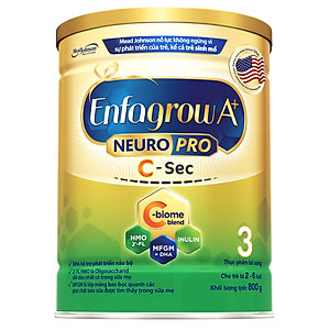 [Cho cả trẻ sinh mổ] Sữa bột Enfagrow A+ NeuroPro 3 C-Sec 800g cho trẻ từ 2-6 tuổi