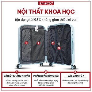 Vali du lịch BAMOZO cao cấp 8812 vali kéo nhựa được bảo hành 5 năm