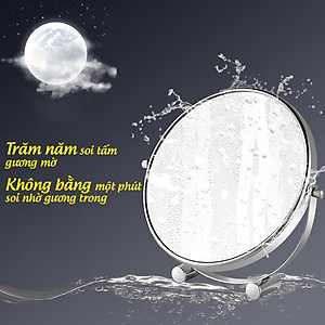 Gương trang điểm phóng đại 3 lần, xoay 360 độ, 2 mặt siêu nét, để bàn, Inox 304, Size 18cm, 20cm, Minh House G31