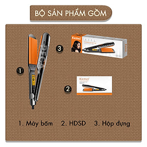 Máy bấm xù tóc Kemei KM-3114Y điều chỉnh 4 mức nhiệt sử dụng được cho mọi loại tóc - Hàng chính hãng