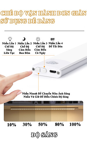 Đèn LED Cảm Biến Hồng Ngoại KUNBE Với Ánh Sáng 3 Màu, Hiệu Ứng Độc Đáo, Nhiều Kích Cỡ, Phù Hợp Trang Trí Tủ Quần Áo, Cầu Thang, Nhà Bếp, Phòng Khách, Phòng Ngủ