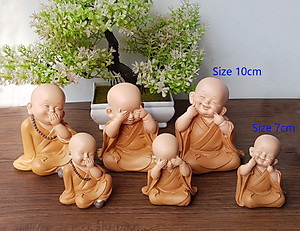 Bộ 03 chú tiểu áo nâu - mẫu Tam Không size mini 7cm mã MIXU-CT012B