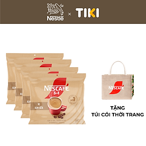 [Tặng ca đựng đá 900ml] Combo 4 Bịch Cà phê hòa tan NESCAFÉ 3IN1 VỊ KEM SỮA Bịch 24 gói ĐẬM VỊ SỮA, CHUẨN CÀ PHÊ