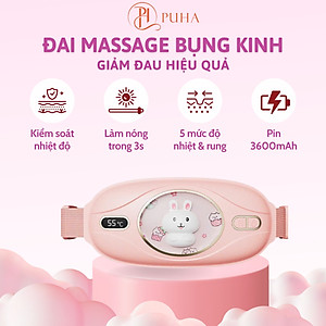 Máy chườm nóng hỗ trợ giảm đau bụng kinh PUHA, có 5 mức nhiệt, Pin 3600MAH , sạc UBS, món quà ý nghĩa tặng người yêu