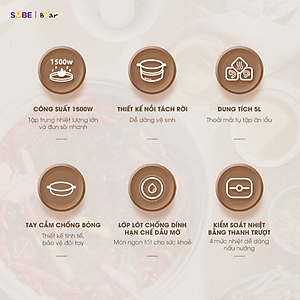 Nồi lẩu Bear SB-NL05F 5L (1500W) - Hàng chính hãng
