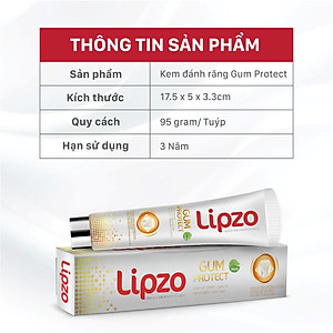 Kem Đánh Răng Dược Liệu Lipzo Gum Protect Chống Tụt Nướu 95g Ngăn Ngừa Chảy Máu Chân Răng, Khử Khuẩn, Răng Chắc Khỏe