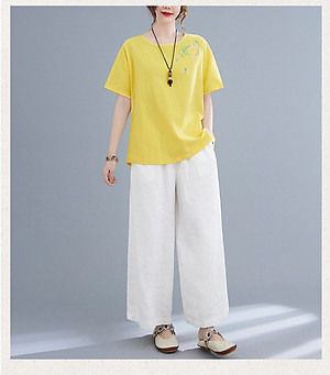 Aó đũi nữ tay lỡ kín đáo 3 màu thanh lịch full size 40-65kg Thời trang trung niên nữ Haint Boutique ALE19