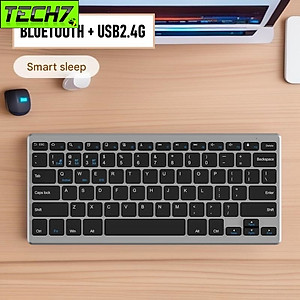 Bàn phím không dây mini W201S - đa kết nối bluetooth 5.0 + 3.0 + Usb wireless 2.4G cho máy tính laptop smartphone hàng nhập khẩu