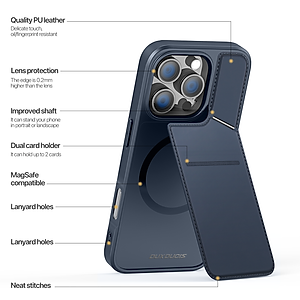 Ốp Lưng Da Sạc Từ Tính DUX DUCIS Rafi II Series Cho iPhone 16 ProMax/ iPhone 16 Pro/16 Plus/ iphone 16, có ngăn đựng thẻ, Chân Đế_ Hàng chính hãng