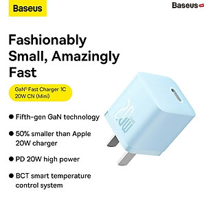 Bộ Sạc Nhanh 20W Baseus GaN5 Fast Charger 1C cho iPhone/Samsung (PD/ QC Multi Quick Charge Support, Smart Protect) - Hàng chính hãng