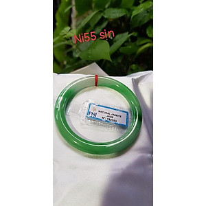 Vòng Cẩm Thạch tự nhiên Sịn Vip Lý Kết I Ni 55mm x chột 8mm Xanh Lý tươi trắng đều Bóng Tuyệt Đẹp Sang trọng Vòng kiểm định P No 192553 đẹp sang lắm Nữ 55kg - 64kg đeo ạ