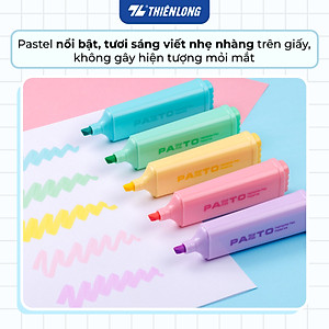 Bút dạ quang màu Pastel Thiên Long Flexoffice Pazto FO-HL009/VN - Bút dạ quang rửa được - Không để lại vết khi Photocopy