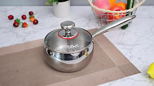 Quánh táo inox 304 đúc liền khối 14cm vung kính – SKM3844 - hàng xuất Nhật