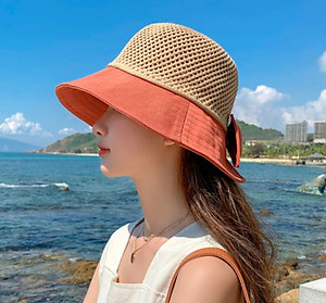 Nón nữ đi biển đẹp mũ rộng vành chống nắng UV cho nữ chất liệu cói vải gấp gọn dona2203204