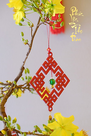 Combo 6D - Bộ 6 dây treo trang trí Tết Khai Lộc Hoàng Kim màu đỏ, trang trí mai, đào