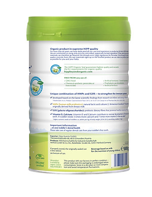 Sữa bột công thức HiPP 4 Organic Combiotic 800g cho bé từ 3 tuổi