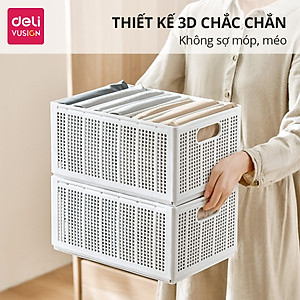 Hộp Nhựa Chia Ngăn DELI Có Thể Tháo Rời Xếp Chồng -Khay Nhựa Chia Ngăn Đựng Quần Áo Đồ