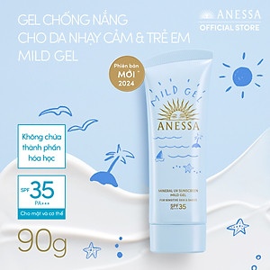 Kem chống nắng dạng gel dịu nhẹ cho da nhạy cảm và trẻ em Anessa Mineral UV sunscreen mild gel For Sensitive Skin & Babies SPF 35+ PA++++ 90g