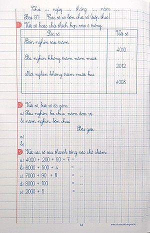 Vở Ô Li Bài Tập Toán Lớp 3 - Quyển 2