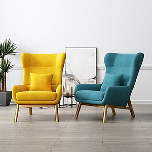 Ghế sofa lưng cao kèm đôn, ghế sofa thư giãn đọc sách, đọc báo nghỉ trưa văn phòng