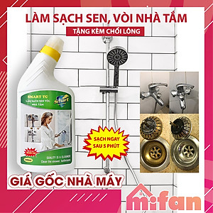 Làm Sạch Sen, Vòi Inox, Tường Sàn Gạch Nhà Tắm SMART TC - Tẩy Cặn Canxi, Vết Nước Cứng, Vết Bẩn Lâu Ngày - Tặng kèm chổi lông - MIFAN Phân Phối Chính Hãng