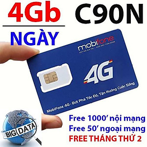 SIM 4G Mobifone C90N Tặng 120GB/ tháng ( 4GB/ngày) - 1000p gọi nội mạng, 50p gọi ngoại mạng - Hàng chính hãng