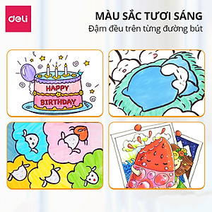 Bút Màu Dạ Marker 2 Đầu Cho Học Sinh Deli - 12/24/36/48/60 Màu Có Thể Rửa, Giặt Sạch Calligraphy Tô Màu Đi Nét Vẽ Tranh