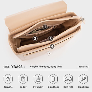 Balo Yuumy ( Thời trang nữ nắp gập dáng hộp cỡ lớn - Balo da Smooth YBA98 )