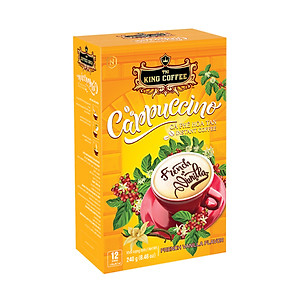 Cà Phê Hòa Tan Cappuccino Vị Vani KING COFFEE - Hộp 12 gói x 20g
