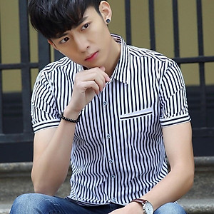 Áo Sơ Mi Nam Ngắn Tay Phối Kẻ Sọc Mẫu RF03 Thời Trang Cao Cấp PONIVA Chất Vải Mềm Mịn Chuẩn Shop