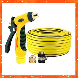 Bộ dây vòi xịt nước rửa xe, tưới cây tăng áp 3 lần,loại 15M (nối đồng nhựa đen) 206317