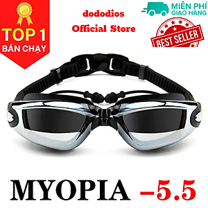 Kính bơi cận dododios đủ độ cận từ 2 độ tới 7 độ chất liệu PC chống nước , chống tia UV , Chống sương mù , bảo vệ mắt, Kính bơi cận cho người lớn nam nữ có độ từ 1.5 độ đến 8.0 độ mắt kiếng bơi cận thị tráng gương chống UV - Hàng chính hãng dododios