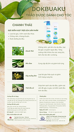 Dầu gội đầu thảo dược Dokbuaku hương Chanh Thái trị gàu hiệu quả - 450ml